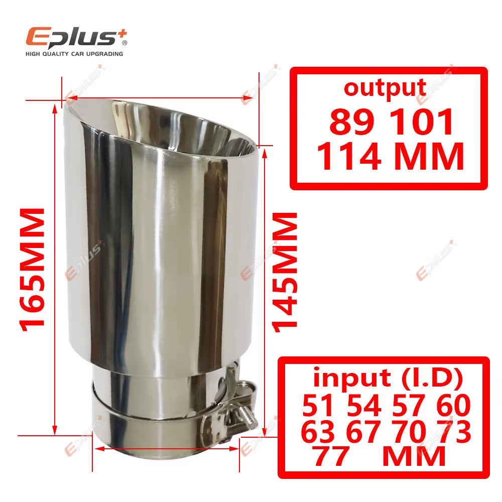 Car Stainless Steel Silver Muffler Tip Universal Exhaust Pipe Mufflers Bilayer Nozzle Bilayer Decoration Bevel End