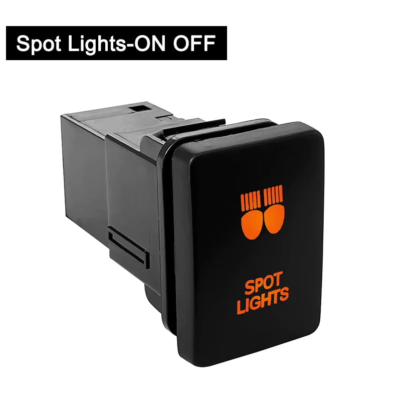 12V Car Push Button Switch with Cable Connector Orange Led Light Bar for Toyota Prado 150 200 Landcruiser Hilux RAV4 Carolla