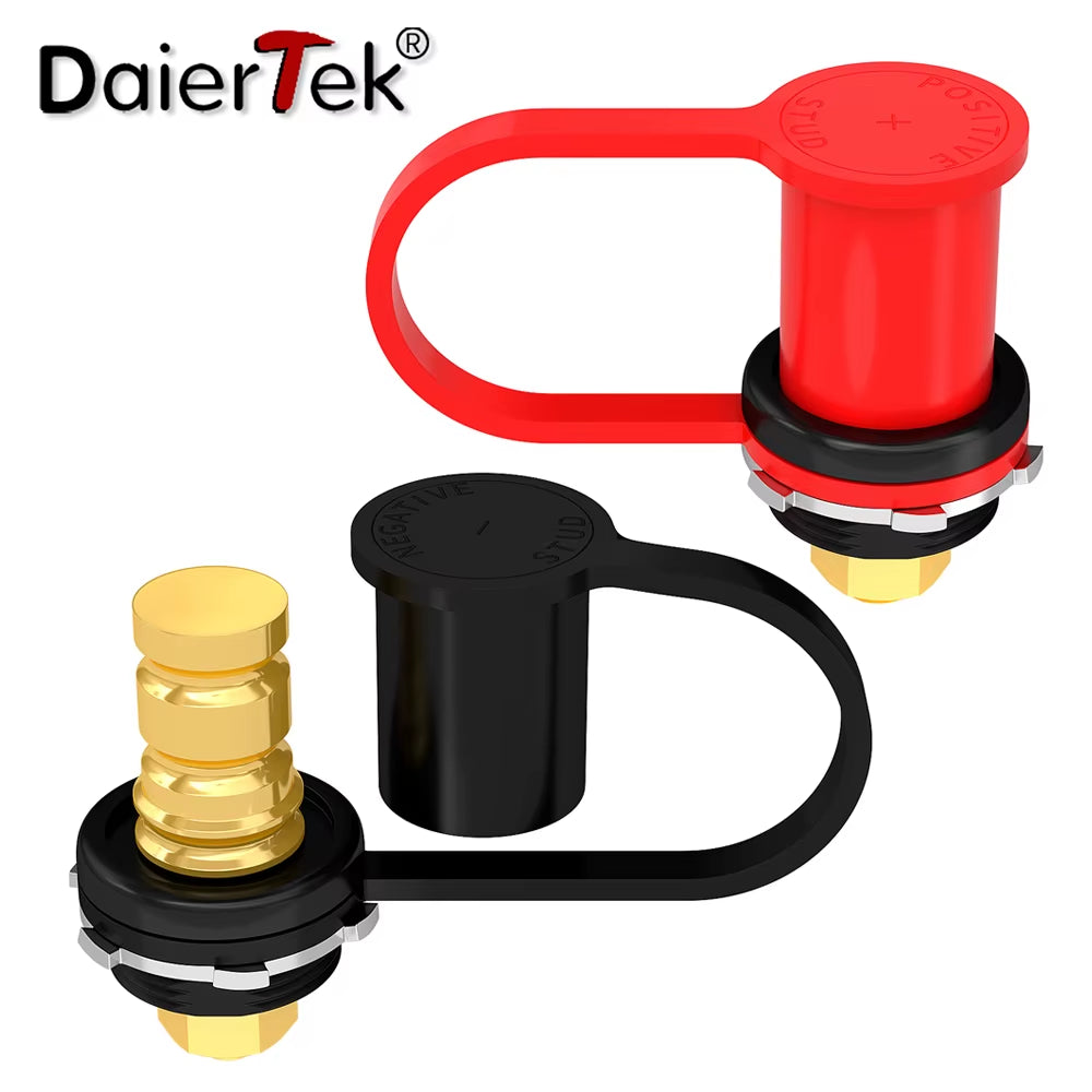 Daiertek Battery Charger Post 3/8" Stud Remote Battery Terminals with Cap M10 Battery Jump Post for Auto Truck Boat ATV Can-Am