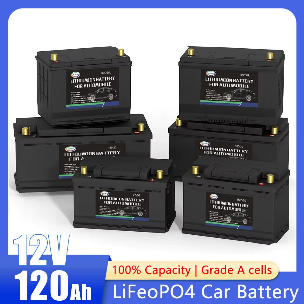 12V Lifepo4 Battery Car 20Ah 40Ah 70Ah 82Ah 100Ah 100Ah 120Ah Lithium Iron Phosphate Starting Battery Built-In BMS Jump Starter
