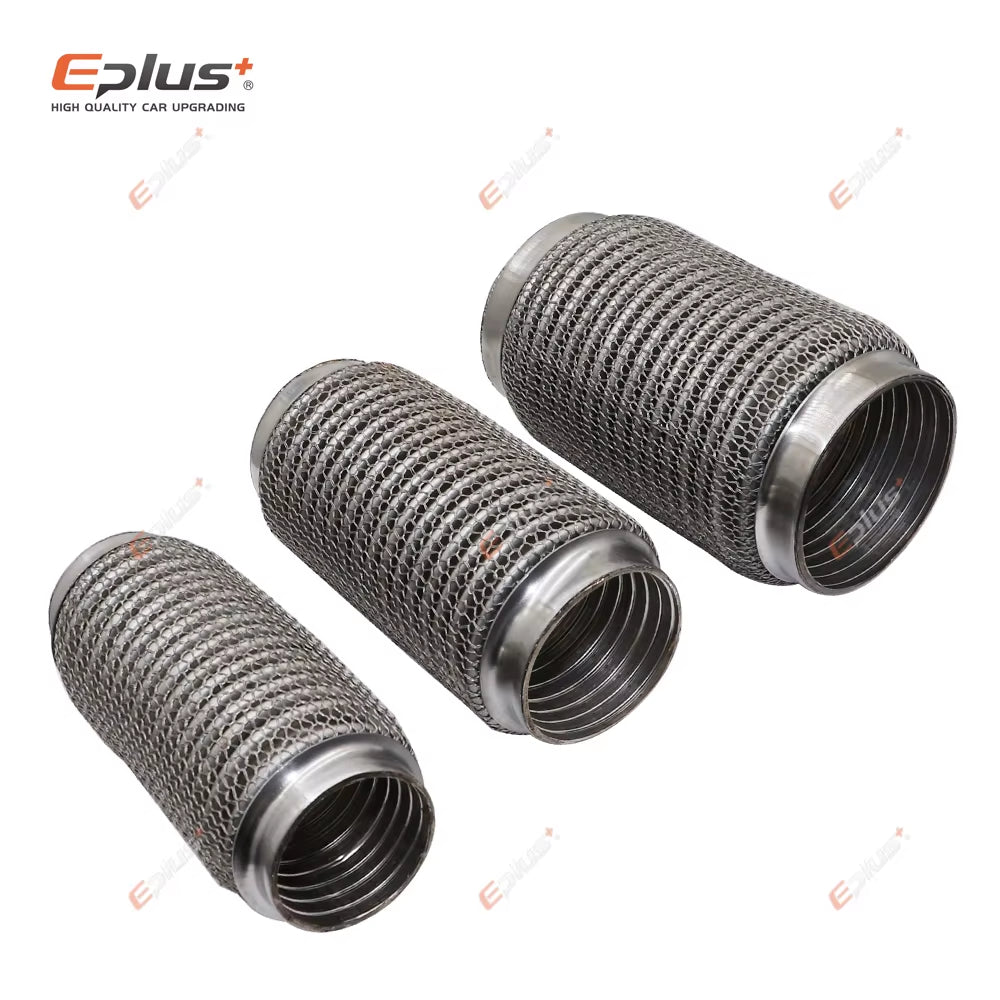 EPLUS Car Exhaust Tube Telescopic Flexible Connection Steel Mesh Bellows Stainless Steel Muffler Pipe Connector Welded Universal