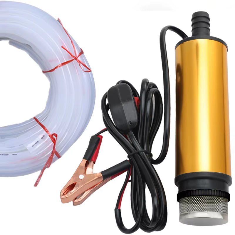 Car Electric Oil Pump Submersible Pump Portable Mini 12V 24V DC Electric Pump Aluminum Alloy Shell 12L/Min Fuel Transfer Pump