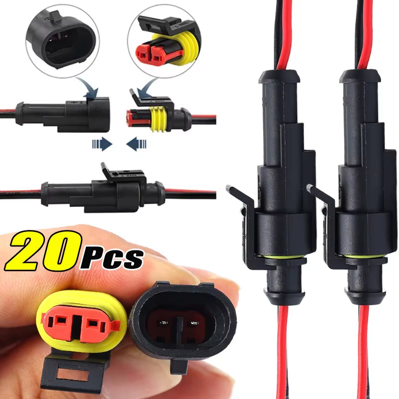 2P Cars Waterproof Connector Wire Electrical Connectors Cable Wires Connector Plug Super Seal for Motorcycles Trucks Accessories