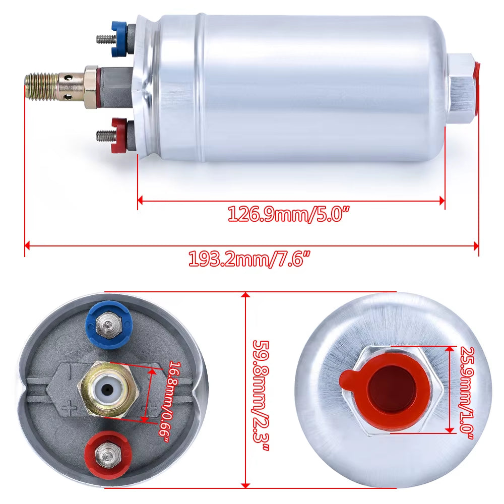 VR - TOP QUALITY External Fuel Pump 044 OEM:0580 254 044 Poulor 300Lph Come with  Pack VR-FPB044