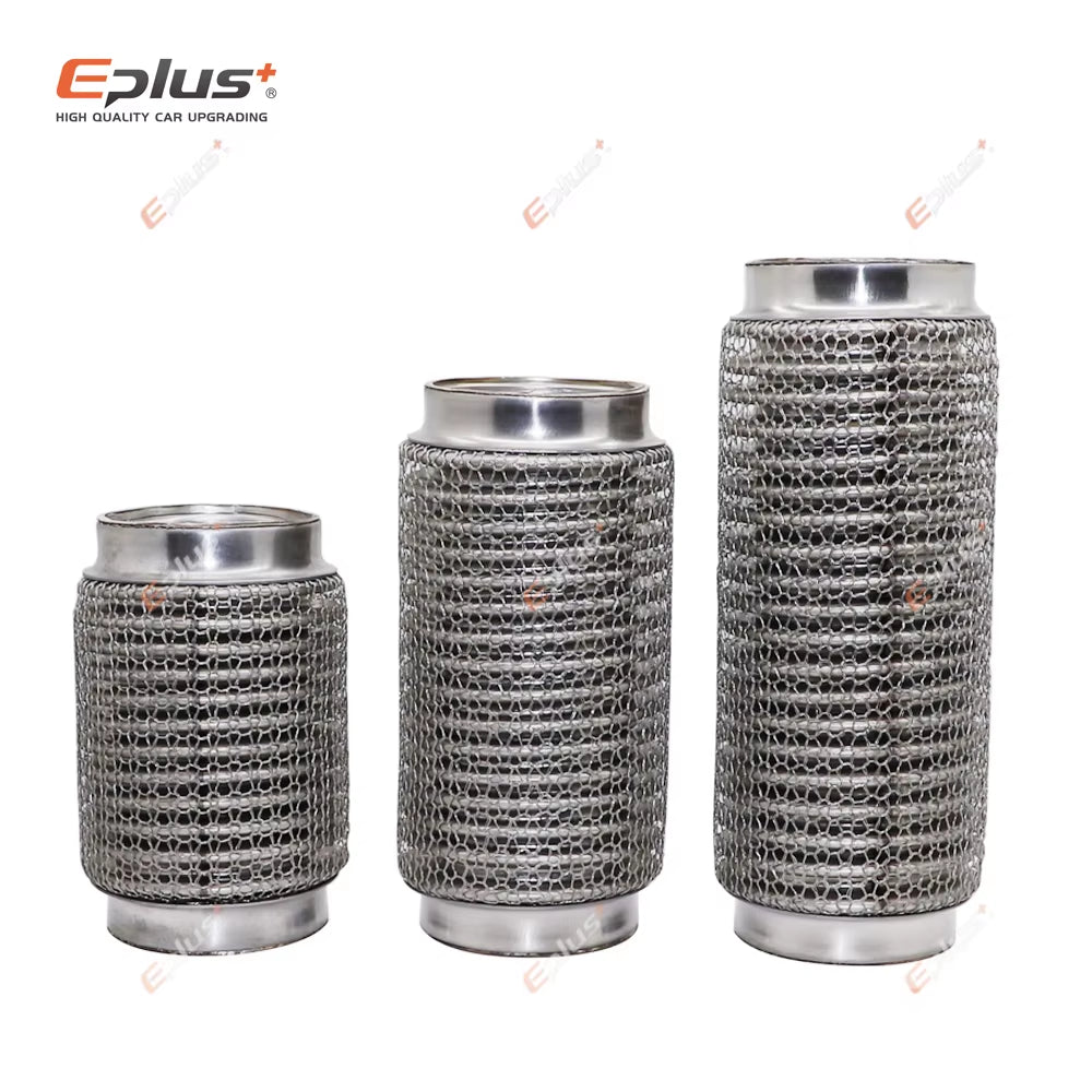 EPLUS Car Exhaust Tube Telescopic Flexible Connection Steel Mesh Bellows Stainless Steel Muffler Pipe Connector Welded Universal