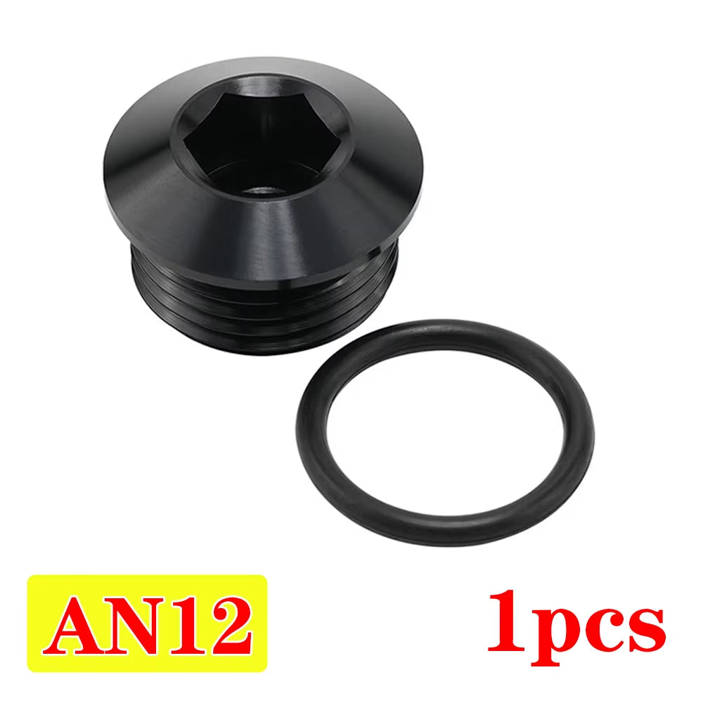 AN4 AN6 AN8 AN10 AN12 ORB O Ring Seal Boss Socket Port Plug Block off Fitting Adapter Aluminum Black