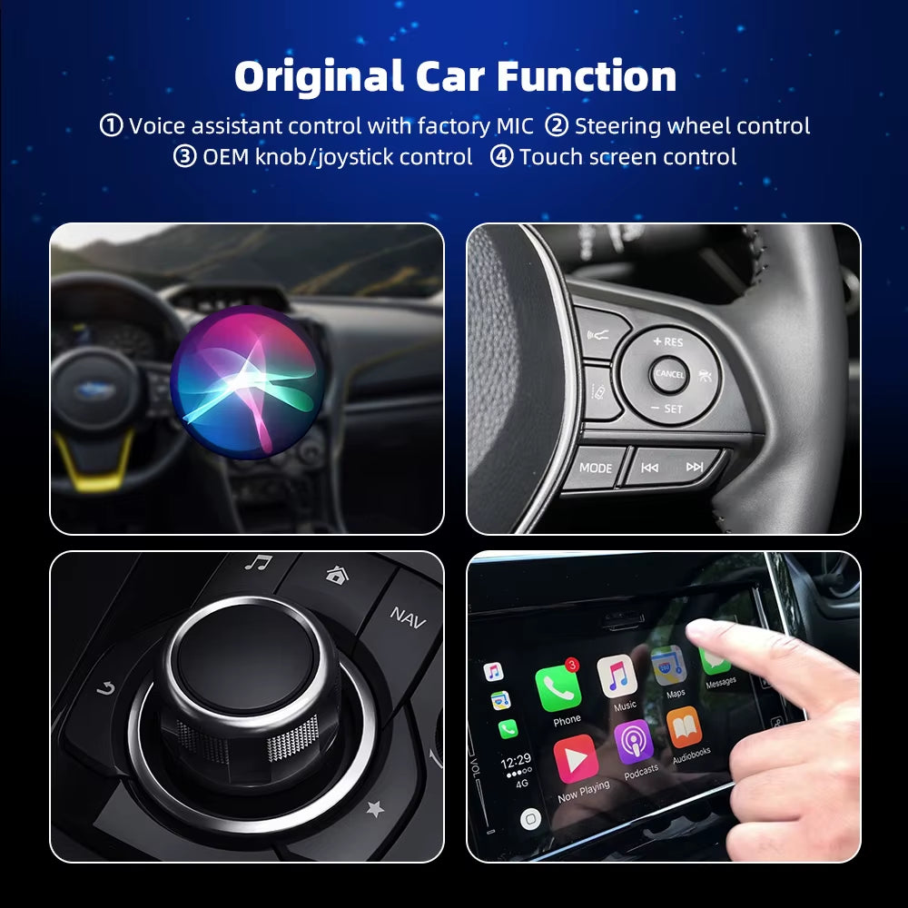 Wired to Wireless Carplay for Toyota Mazda Nissan Camry Suzuki Subaru Citroen Audi Mercedes Kia Ford Opel IOS15 Spotify BT