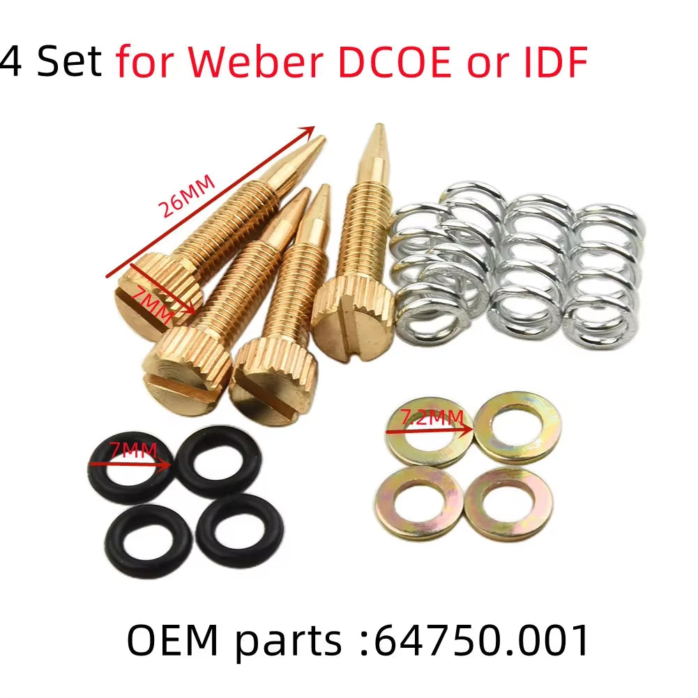 4Pcs Screws Idle Air Mixture Screw Carburetor Air Mixture Screws Part 64750.001 for Weber DCOE Carburetor Air Mix Screw
