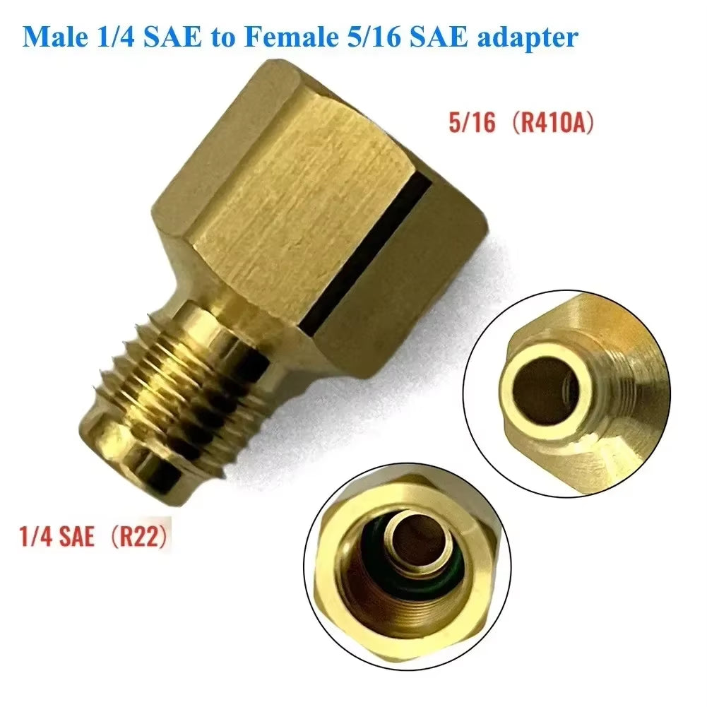 Adaptor R410A Adapter 1/4 SAE to 5/16 SAE 1/4-5/16 SAE Adapter Air Conditioner Conditioner Adapter Quick Connect 2024 Hot Sale
