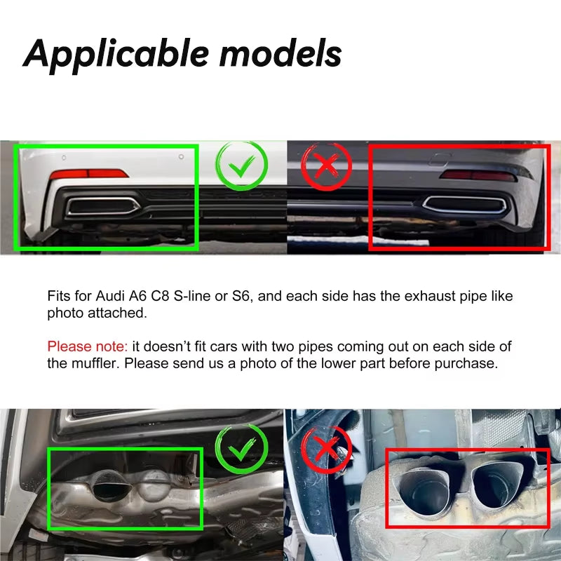Car Accessories Exhaust Tip for Audi A6 A7 C8 2019 2020 2021 up S6 Look Quad Mufflers Tip Exhaust Pipe Tailpipe Nozzle Tuning