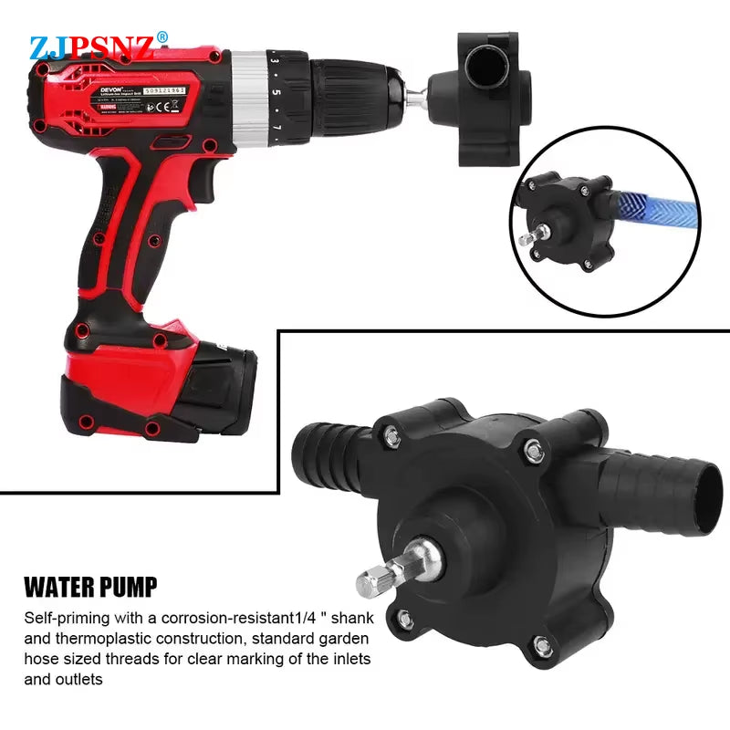 Electric Drill Pump Portable Mini Diesel Oil Fluid Water Pump Hand Self-Priming Liquid Transfer Pump Home Garden Outdoor Pump