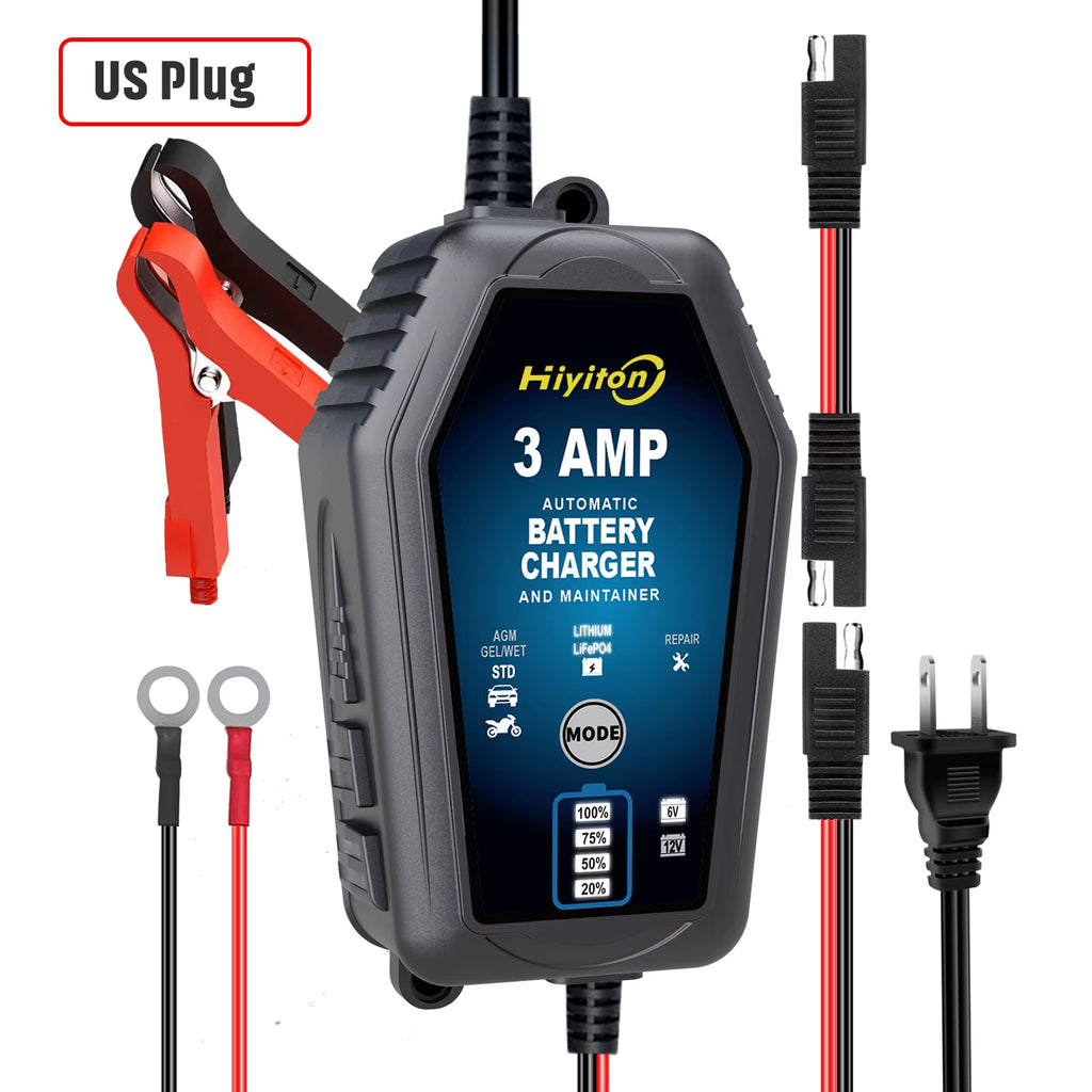 6V 12V 3000Ma Car Smart Battery Charger for Lithium Lifepo4 Lead-Acid Battery Pluse Repair Charge Maintainer EU Stock