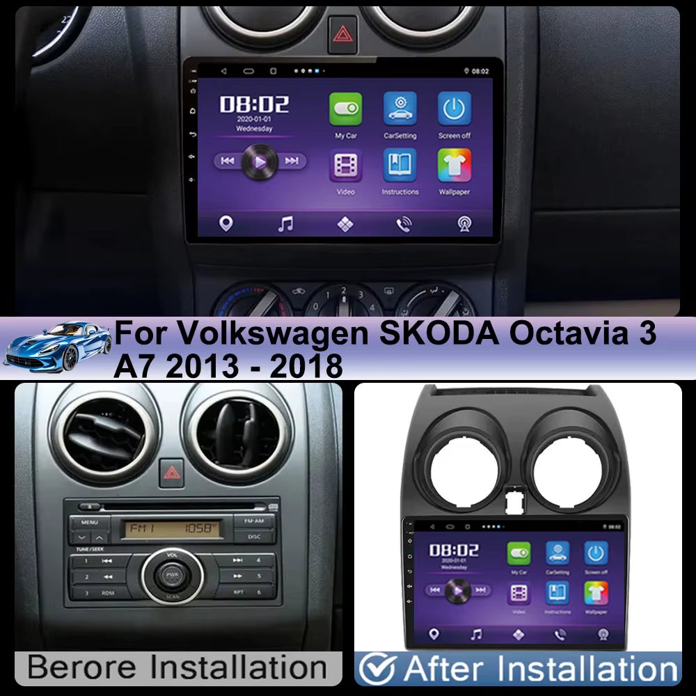 For Nissan Qashqai J10 2006 - 2013 Android 14 Auto Car Radio Multimedia Video Player Stereo Head Unit Audio Carplay