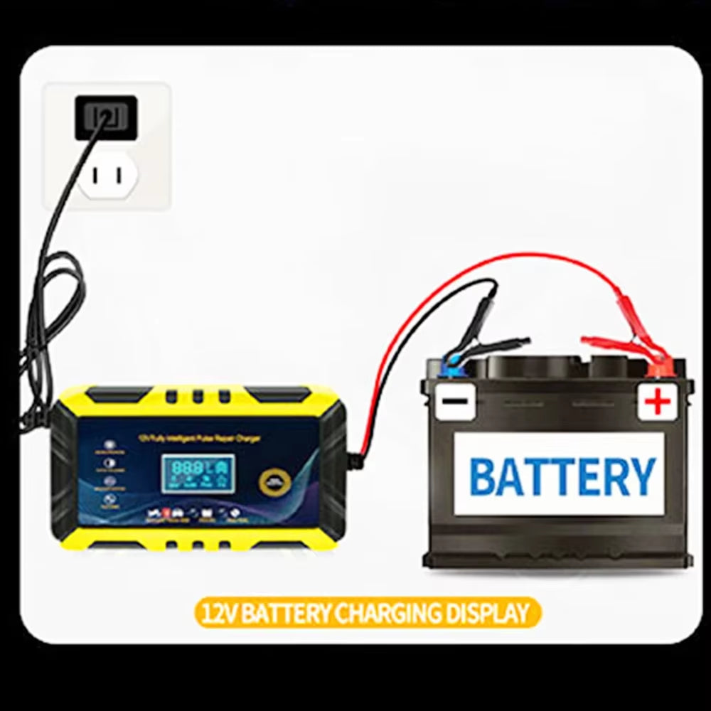 Car Battery Charger 12V 6A Touch Screen Pulse Repair Digital LCD Display Smart Fast Charger for Car Motorcycle