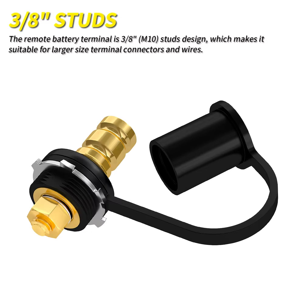 Daiertek Battery Charger Post 3/8" Stud Remote Battery Terminals with Cap M10 Battery Jump Post for Auto Truck Boat ATV Can-Am