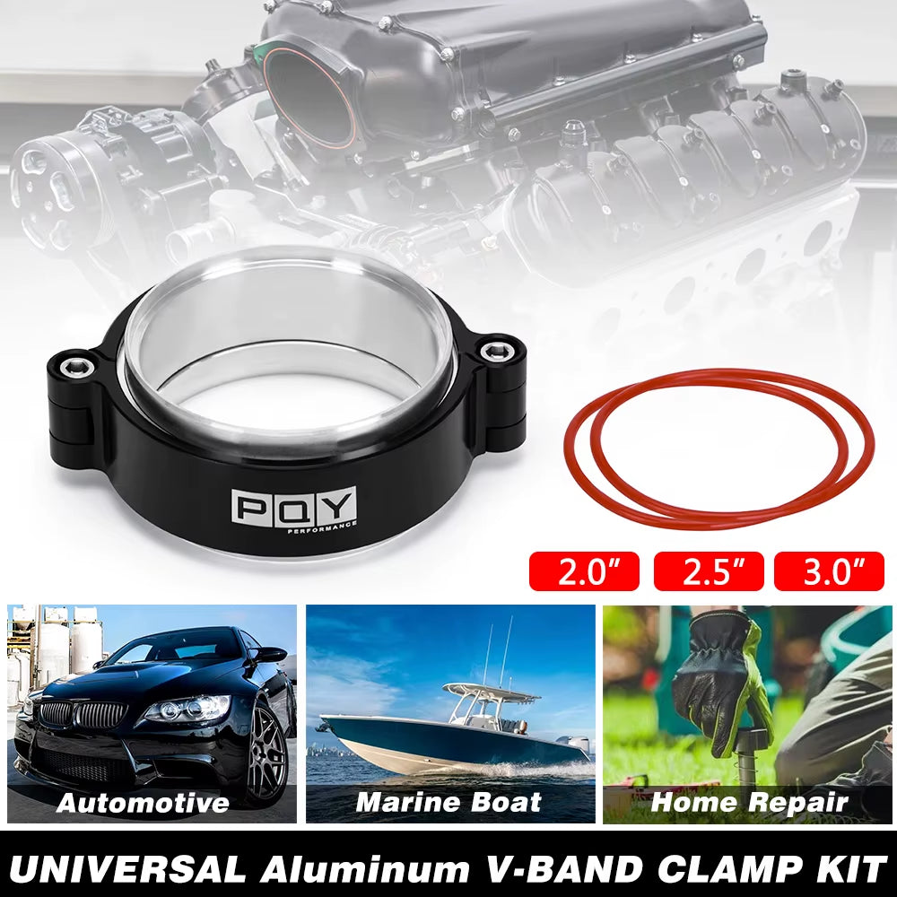 Free Shipping Exhaust V-Band Clamp W Flange System Assembly Anodized Clamp for 2"/2.5"/3"/3.5"/4" OD Turbo Intake Piping