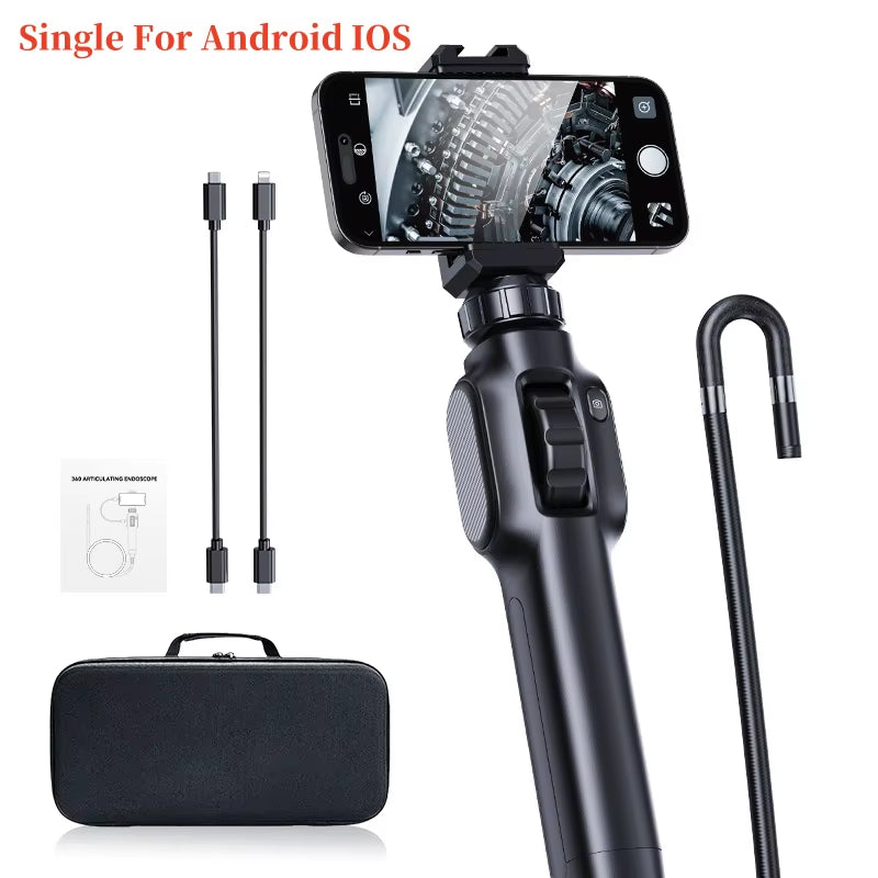 8Mm Lens 360 Degree 2 Way Rotary Articulating Industrial Endoscope Camera Car Repair Inspection Borescope with 8 LED 4.3 "Screen