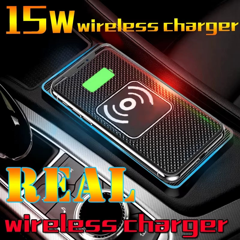 15W Wireless Car Charger Pad Non-Slip Qi Fast Charging for Android & Iphone 11/12/13/14 - Vehicle Phone Charger