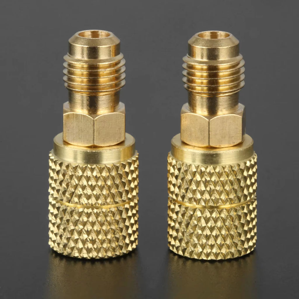 2Pcs Brass Swivel Adapter Mini Split HVAC System 1/4 Male SAE to 5/16 Female Connector for R410A Air Conditioner Refrigeration