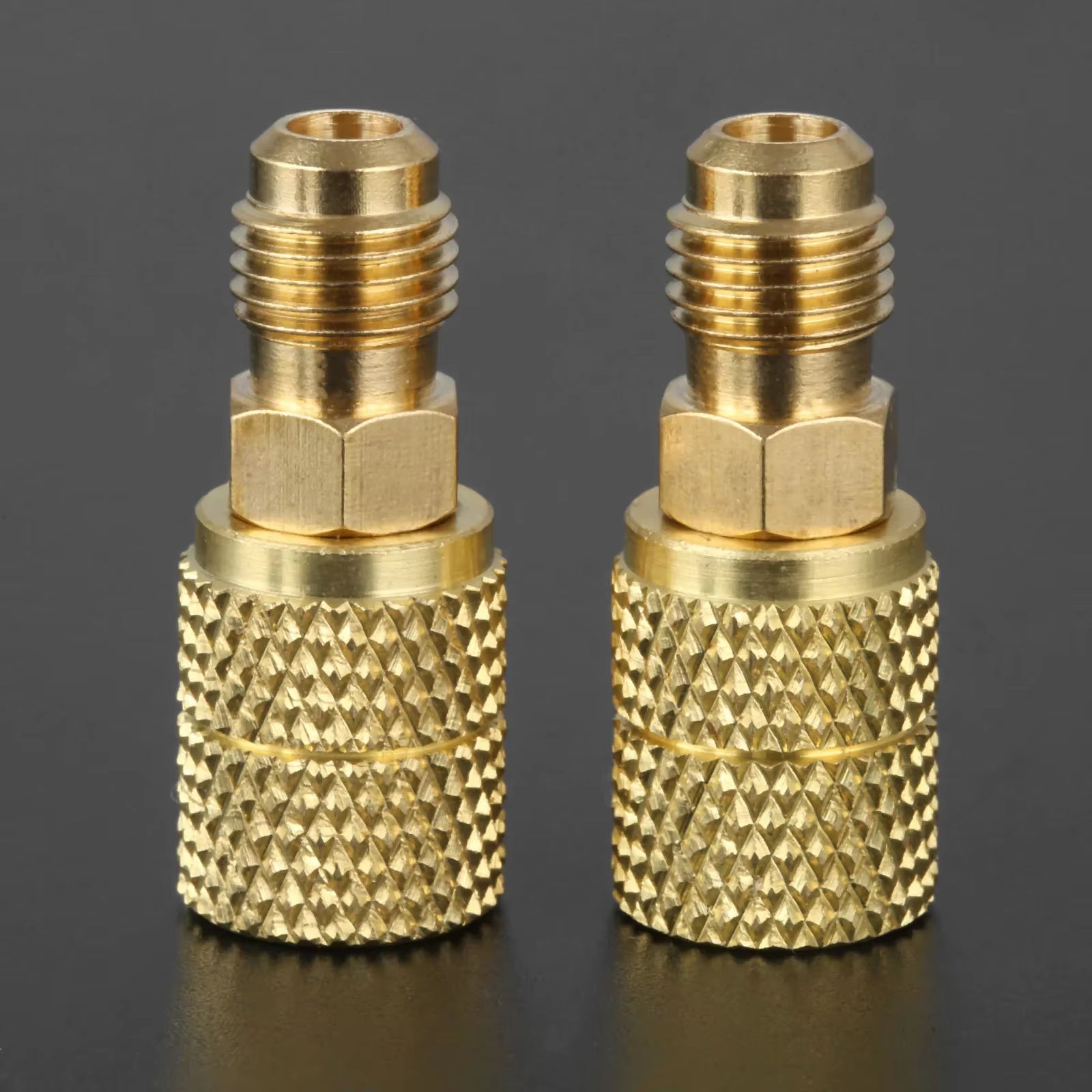 2Pcs Brass Swivel Adapter Mini Split HVAC System 1/4 Male SAE to 5/16 Female Connector for R410A Air Conditioner Refrigeration