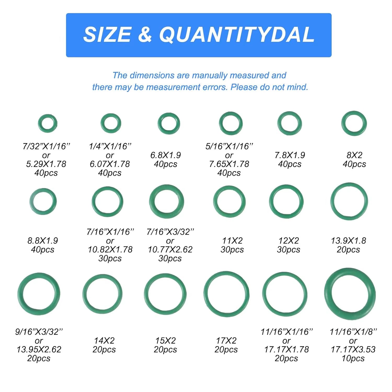 530Pcs O Ring Kit Rubber 18 Sizes O-Ring Car Auto Vehicle Repair Air Conditioning Compressor Seals Assortment Kit