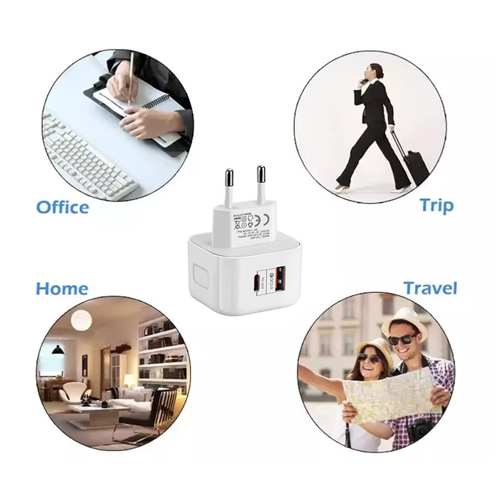 20W 2 Ports USB Type C Charger PD Quick Charger Mobile Phone Travel Charger Mini Portable New Wall Safety Protection Charger