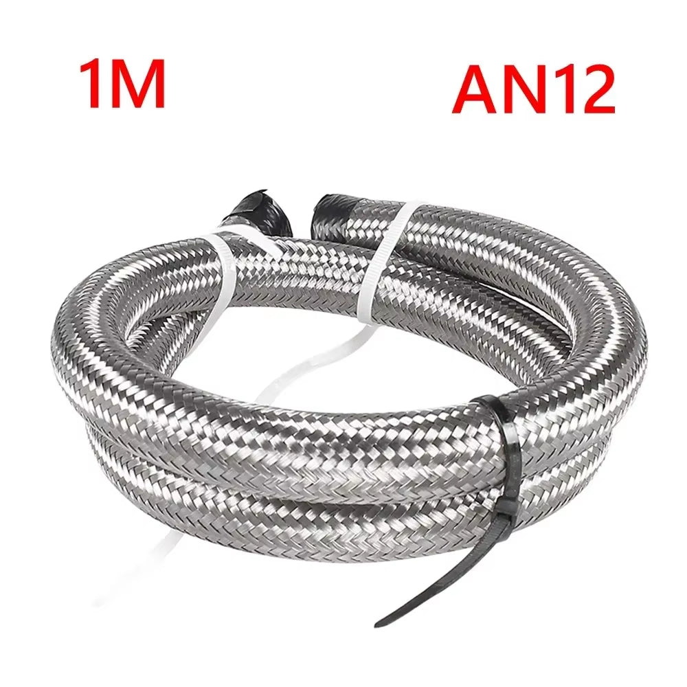 1M 3M 5M 16FT AN4 AN6 AN8 AN10 AN12 Oil Fuel Hose Oil Gas Cooler Hose Line 5M Pipe Tube Nylon Stainless Steel Braided Line