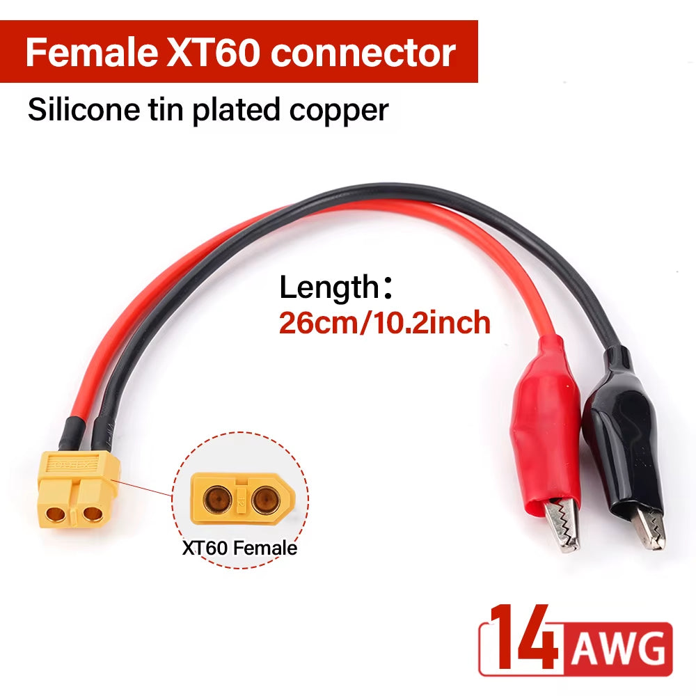 XT60 Connector Cable RC Alligator Clips for SKYRC Charger Pro Charger Cable Motor Run-In Line Measure Tool 14AWG