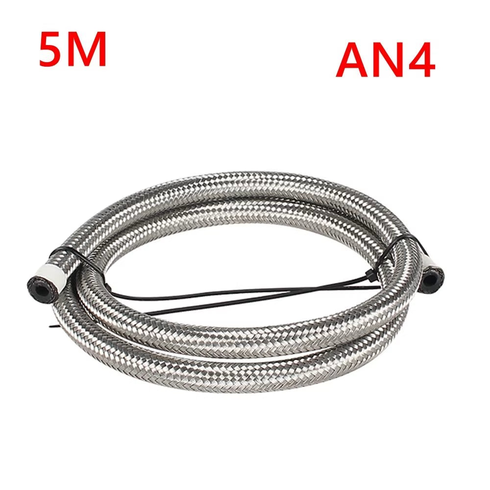1M 3M 5M 16FT AN4 AN6 AN8 AN10 AN12 Oil Fuel Hose Oil Gas Cooler Hose Line 5M Pipe Tube Nylon Stainless Steel Braided Line