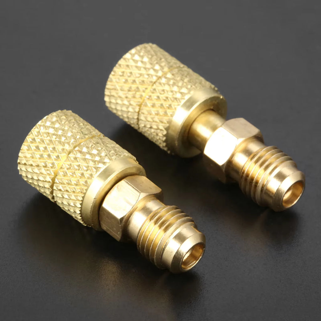 2Pcs Brass Swivel Adapter Mini Split HVAC System 1/4 Male SAE to 5/16 Female Connector for R410A Air Conditioner Refrigeration
