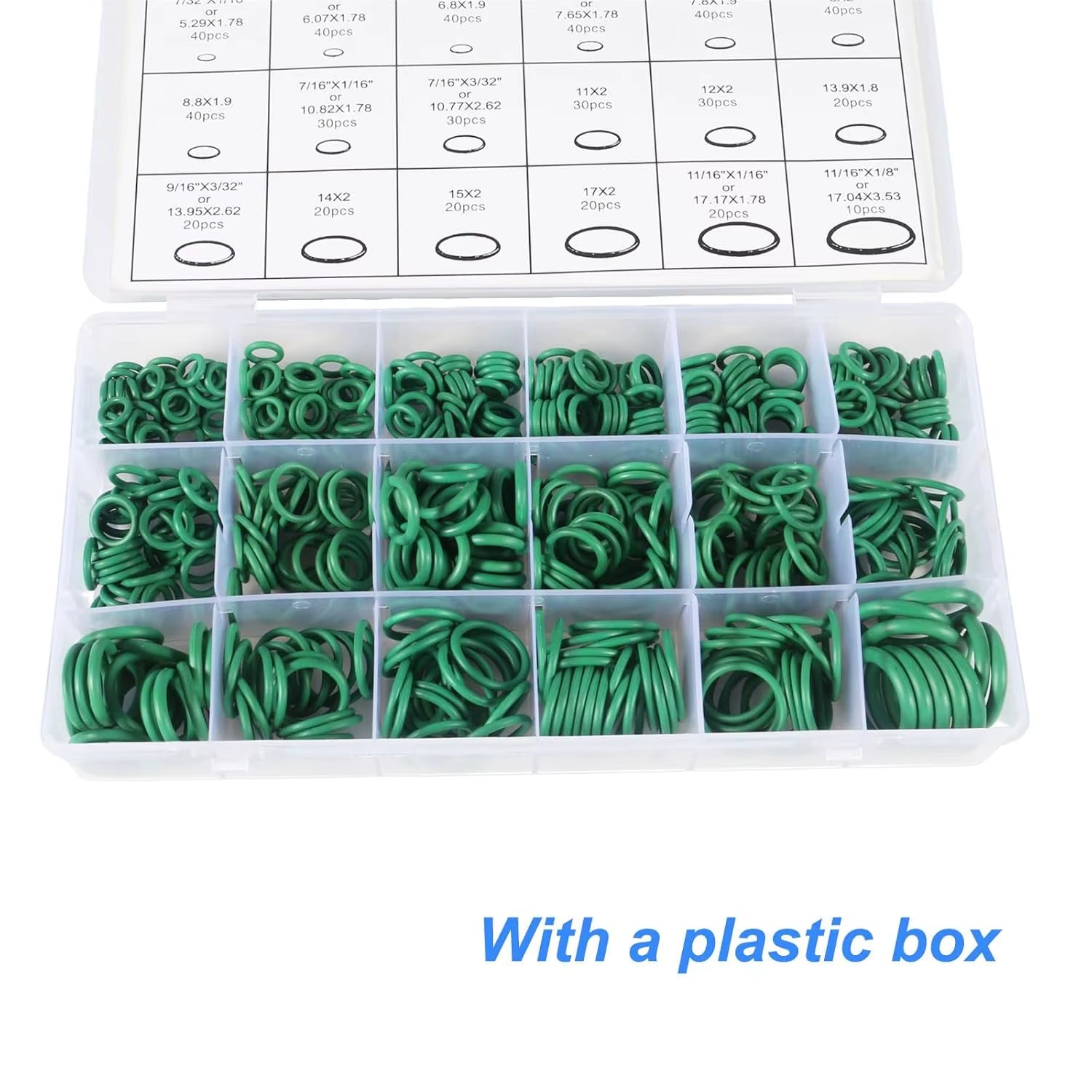 530Pcs O Ring Kit Rubber 18 Sizes O-Ring Car Auto Vehicle Repair Air Conditioning Compressor Seals Assortment Kit