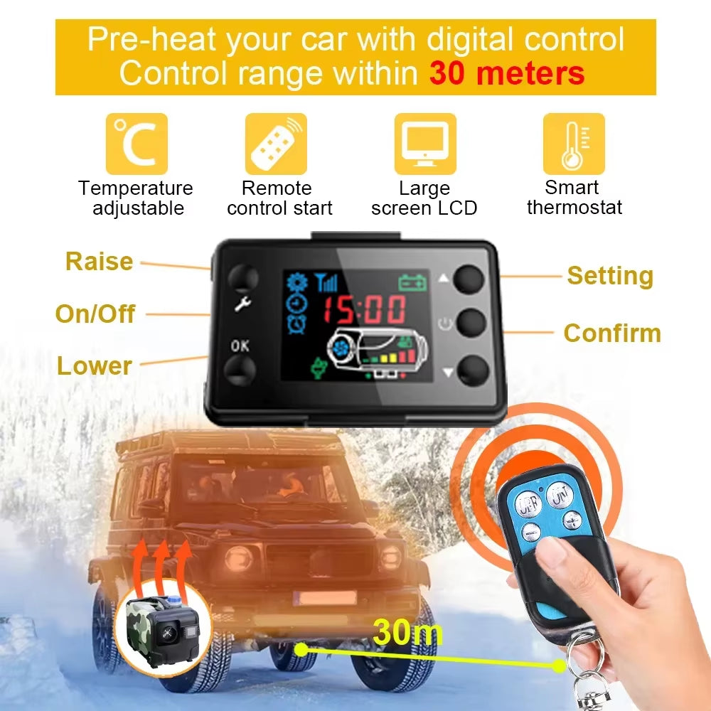 12V 24V 5000W Car Heater Air Diesel Heater Aluminum Shell Air Parking Heater Warmer Wireless LCD Remote Control Engine Preheater