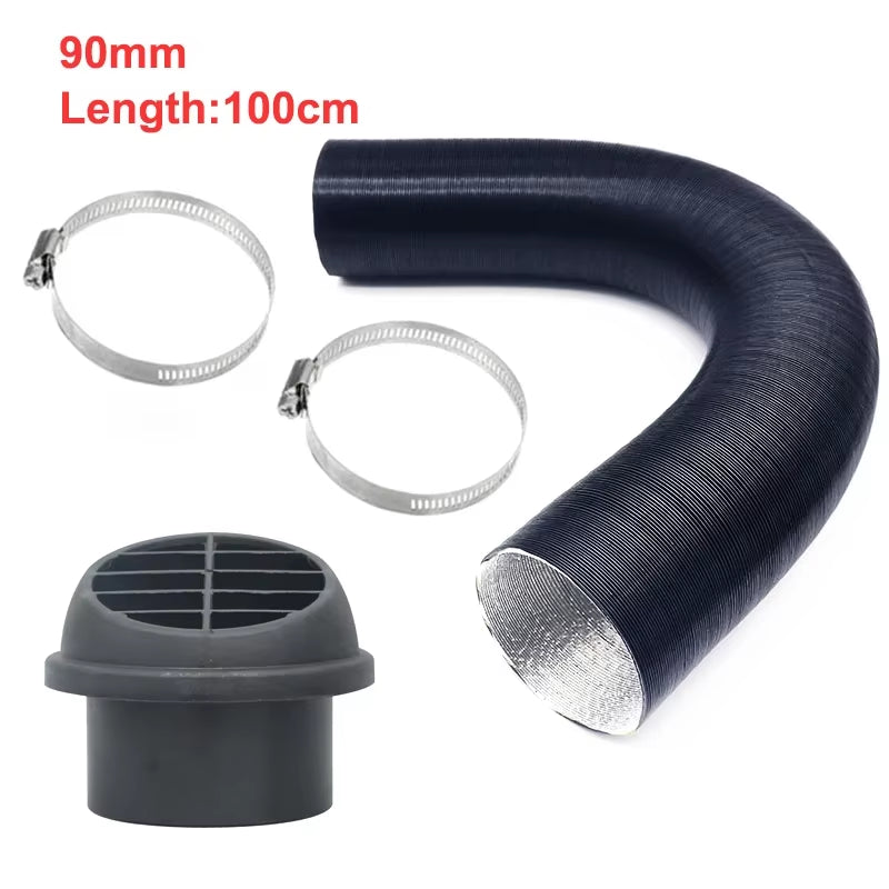 42/60/75/90Mm Heater Pipe Duct +Warm Air Outlet + 2X Hose Line Clip Blown Air Parking Heater for Eberspacher Webasto Propex