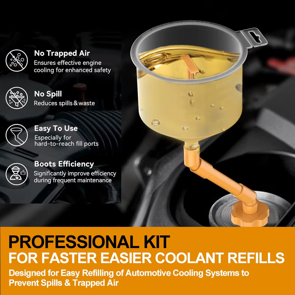 Spill Proof Coolant Filling Kit Car Accessories Fit Universal Vehicles Pour Oil Tool Plastic Filling Funnel Spout 15Pcs/Set