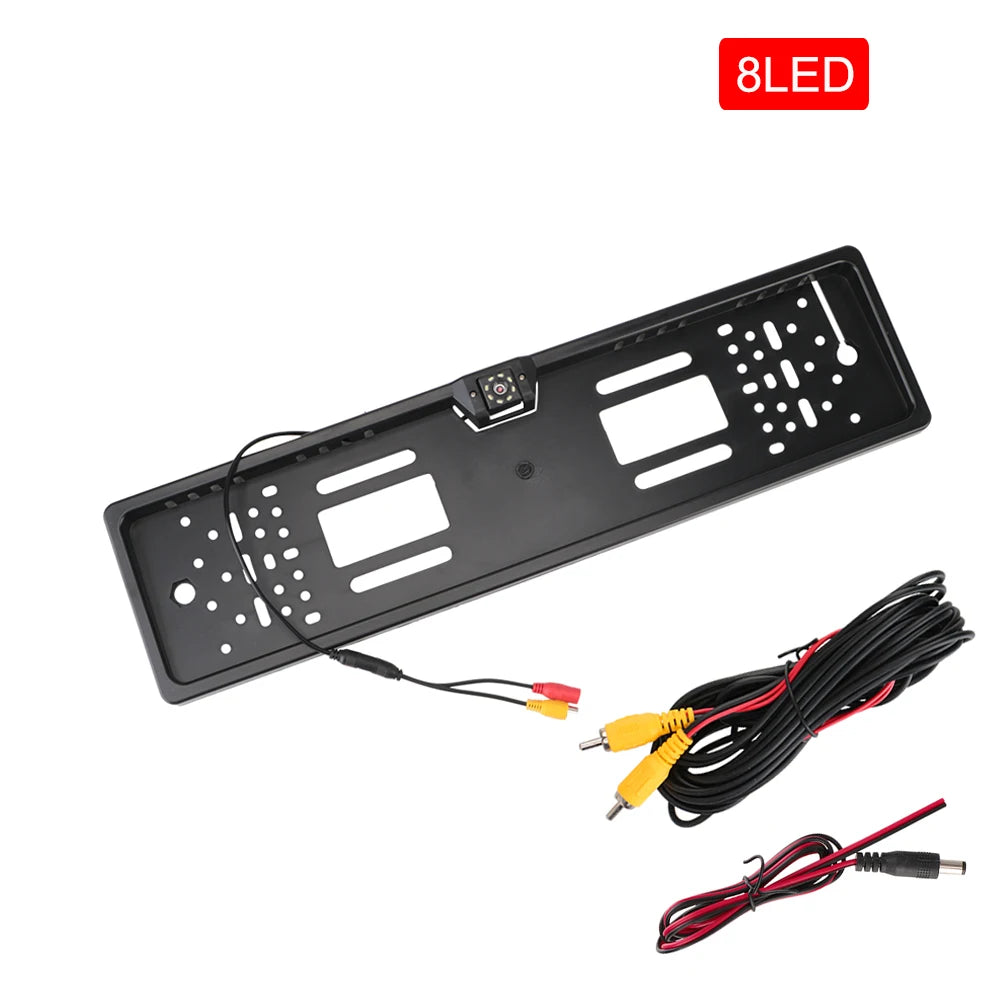 12V Car Rear View Camera 4/8 LED European UK License Plate Holder Parking Sensor 2.4G Reverse Vedio Receiver PDC Parltronics Set