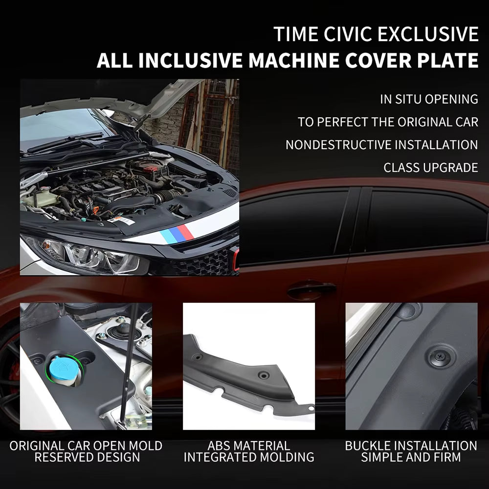 Engine Bay Side Panel Covers Pair-Long Version Replacement for 2016-2019 10TH GEN HONDA CIVIC