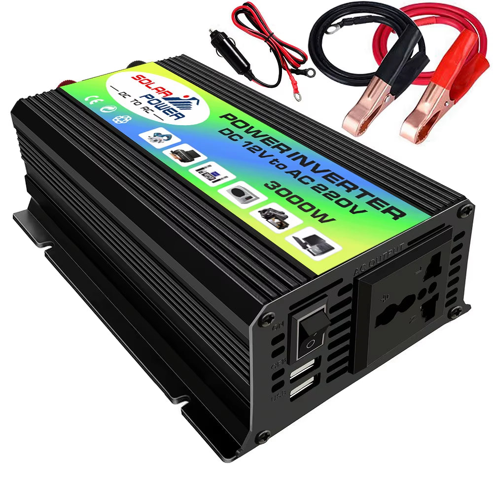 Peak 3000W USB Charge DC 12V to AC 220V Portable Car Power Inverter Charger Converter Adapter DC 12 to AC 220 Modified Sine Wave