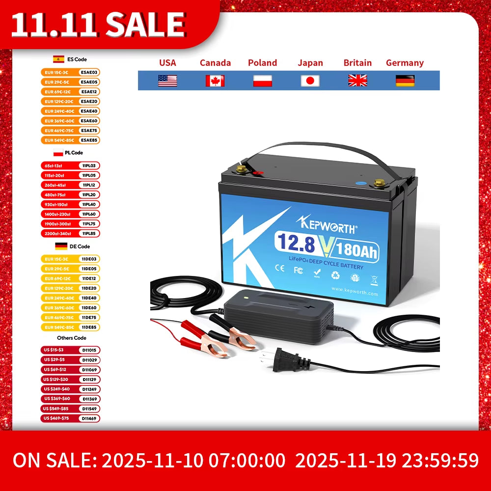 New 12V 180Ah Lithium Iron Phosphate Battery Upgraded BMS 6000 Cycles for RV Campers Golf Cart Off-Road Off-Grid Solar Wind