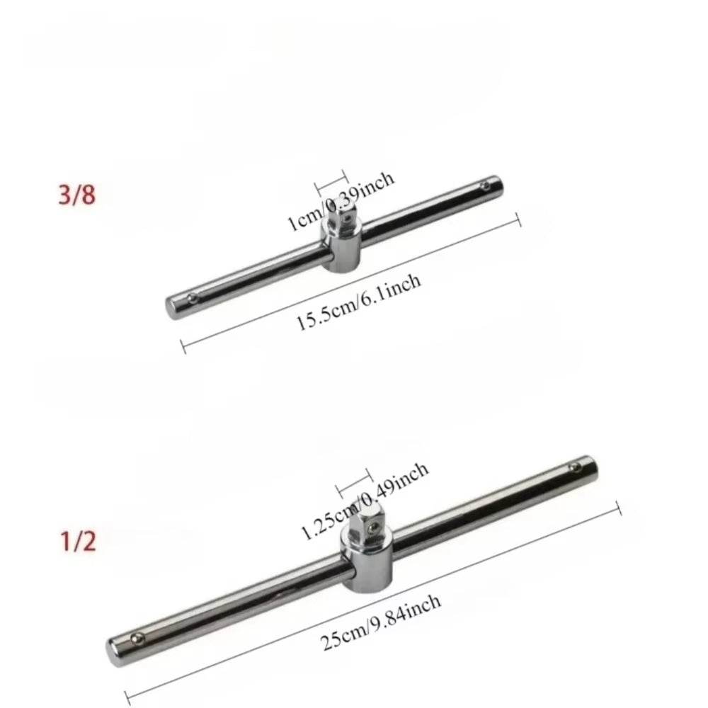 1Pcs/2Pcs New Extension Socket Wrench 3/8" 1/2" Drive Sleeve T Bar Socket Adapter Lengthened Auto Repair Tools Sliding Rod