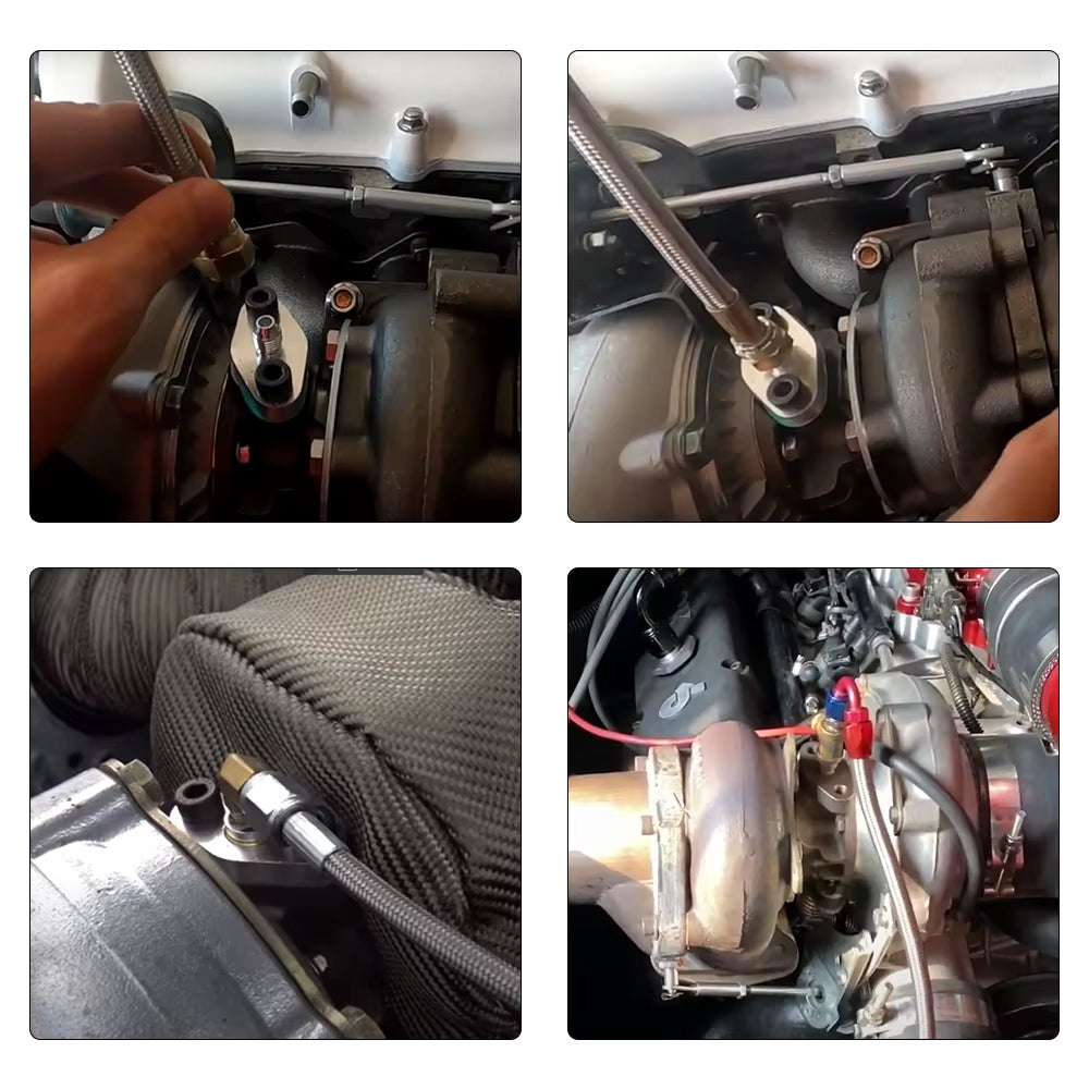 VR - Turbo Oil Feed Inlet Flange Gasket Adapter Kit 4AN 4 an Fitting T3 T3/T4 T04 VR-OFG31