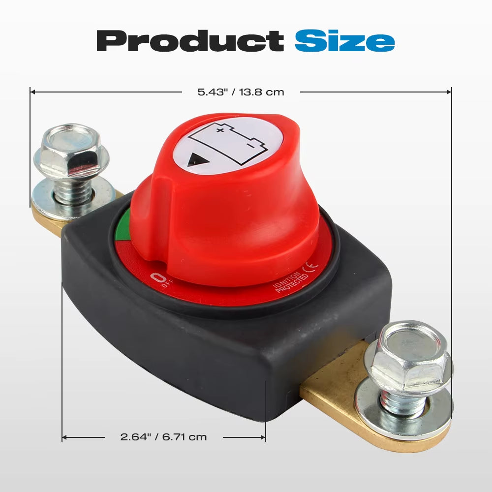 12-48V Top Pillar Battery Disconnect Switch, Used as a Disconnect Isolator (Negative Pole, On/Off) for Cars, Rvs, Boats