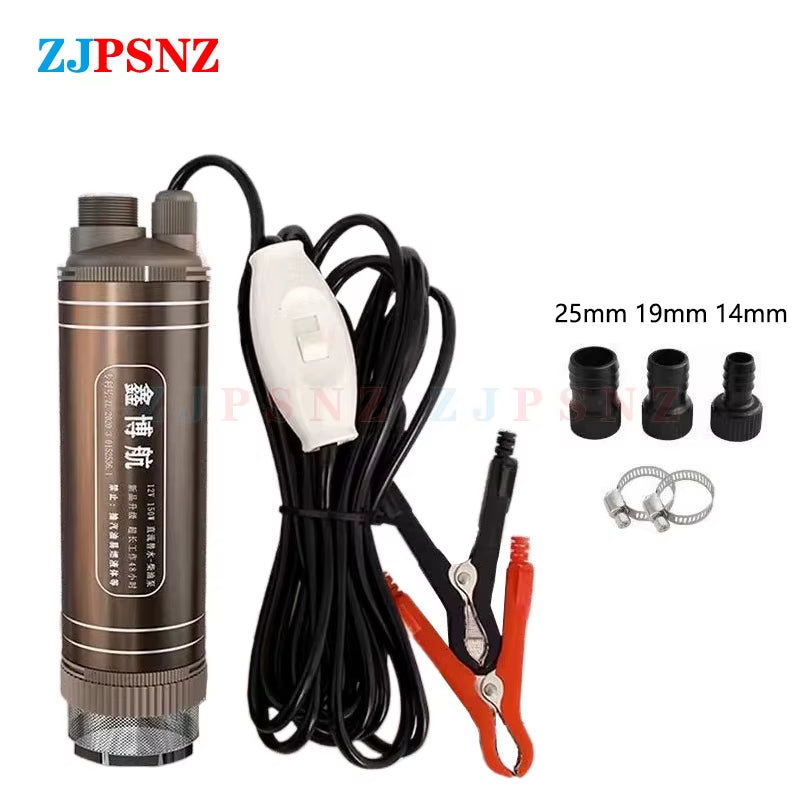 150W 12V/24V Portable DC Submersible Electric Pump for Diesel Fuel Delivery Water Sewage Suction Transfer Electric Pump 45L/Min