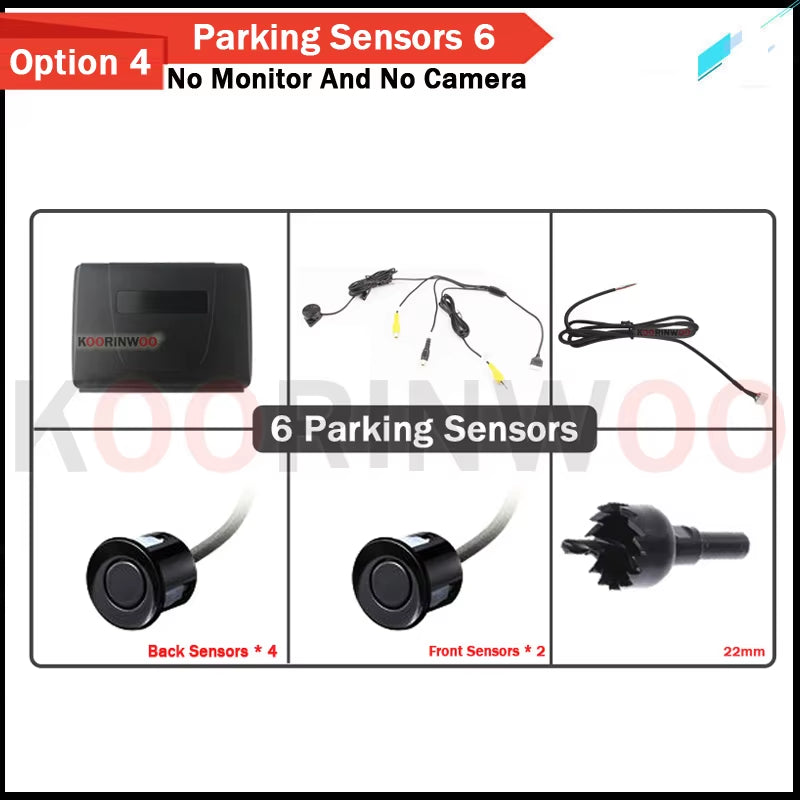 Parktronic 8/6/4 Car Sensors Front + Back Camera Parking Sensors Distance No. LCD Monitor Buzzer System for Blind Area