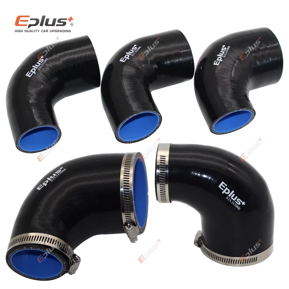 EPLUS Universal Silicone Tubing Hose 90 Degrees Big to Small Connector Car Intercooler Turbo Intake Pipe Coupler Black Multi Siz
