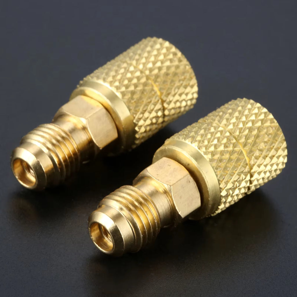 2Pcs Brass Swivel Adapter Mini Split HVAC System 1/4 Male SAE to 5/16 Female Connector for R410A Air Conditioner Refrigeration