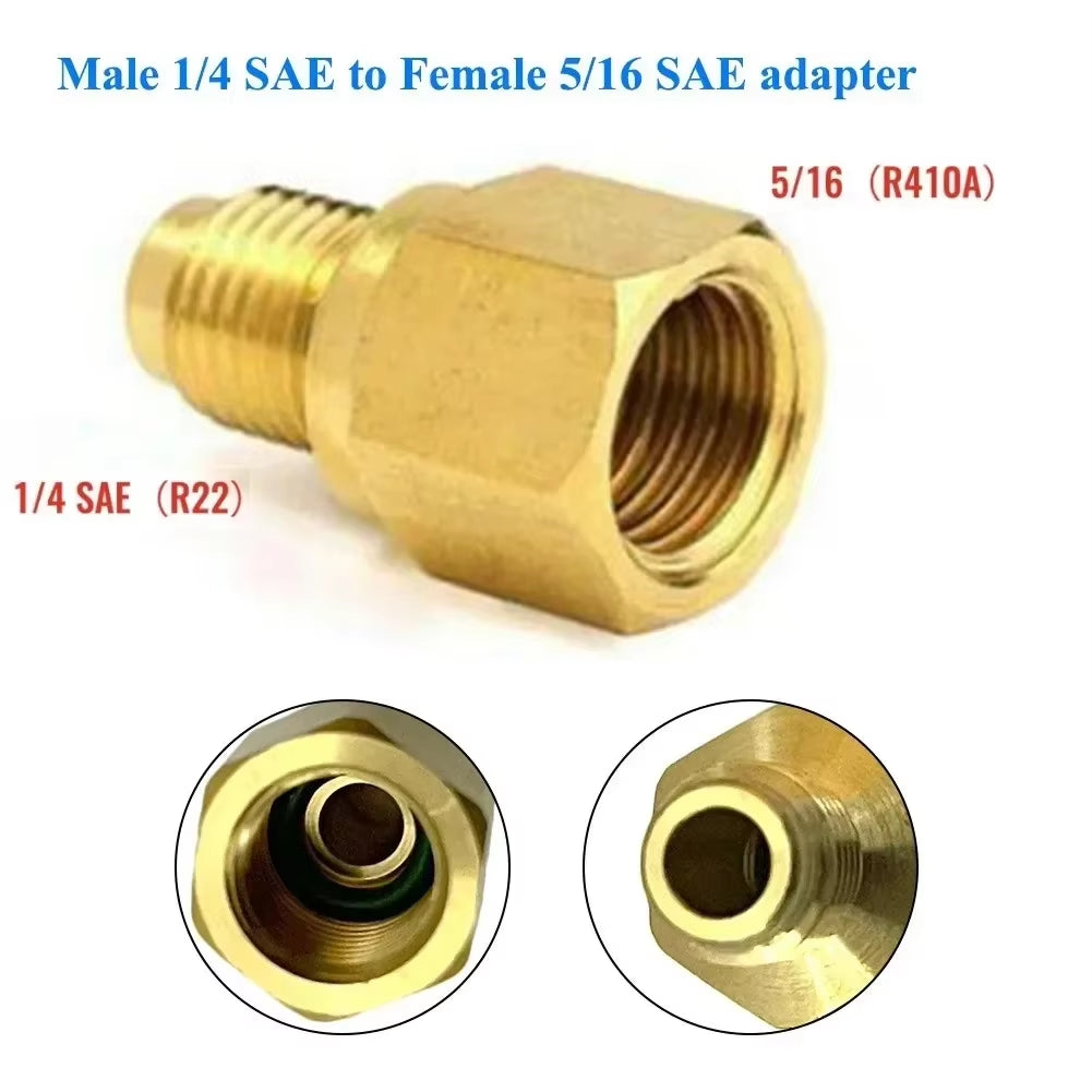 Adaptor R410A Adapter 1/4 SAE to 5/16 SAE 1/4-5/16 SAE Adapter Air Conditioner Conditioner Adapter Quick Connect 2024 Hot Sale