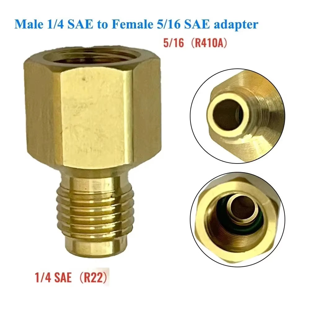 Adaptor R410A Adapter 1/4 SAE to 5/16 SAE 1/4-5/16 SAE Adapter Air Conditioner Conditioner Adapter Quick Connect 2024 Hot Sale