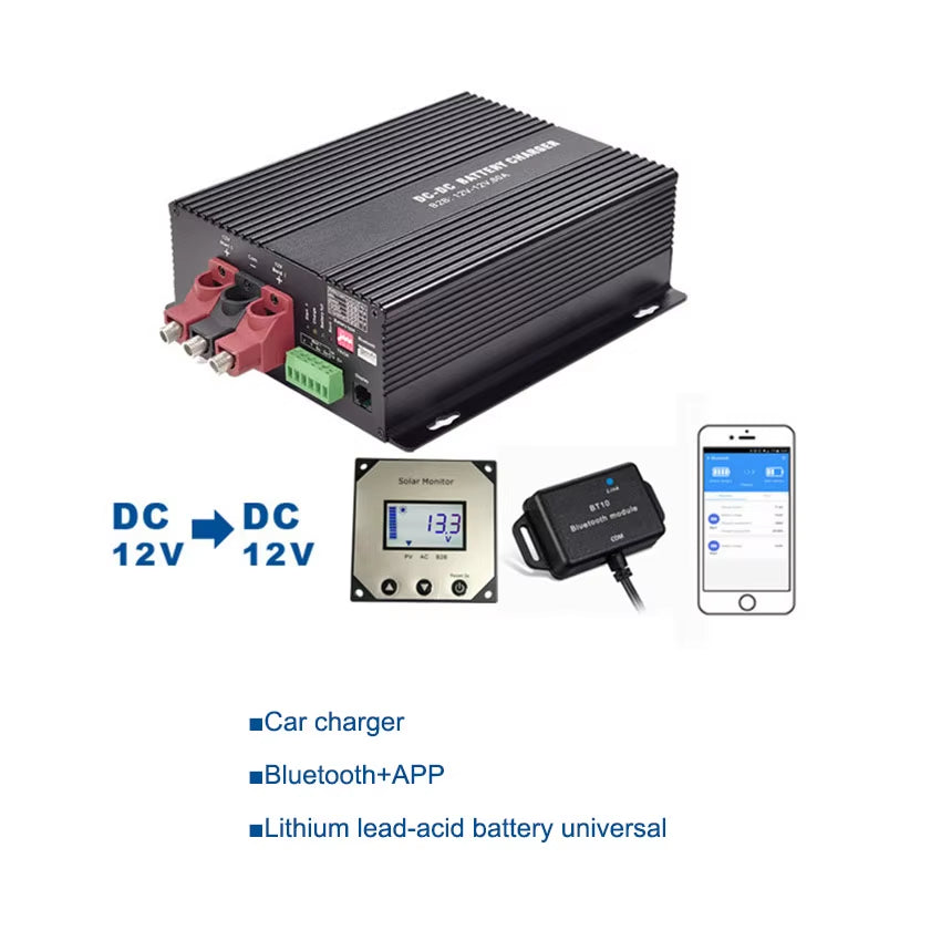 12V 60A Charger Booster for Rvs Campers Ships Lead-Acid DC to DC Charger Support Bluetooth App Automatic Smart Battery Chargers