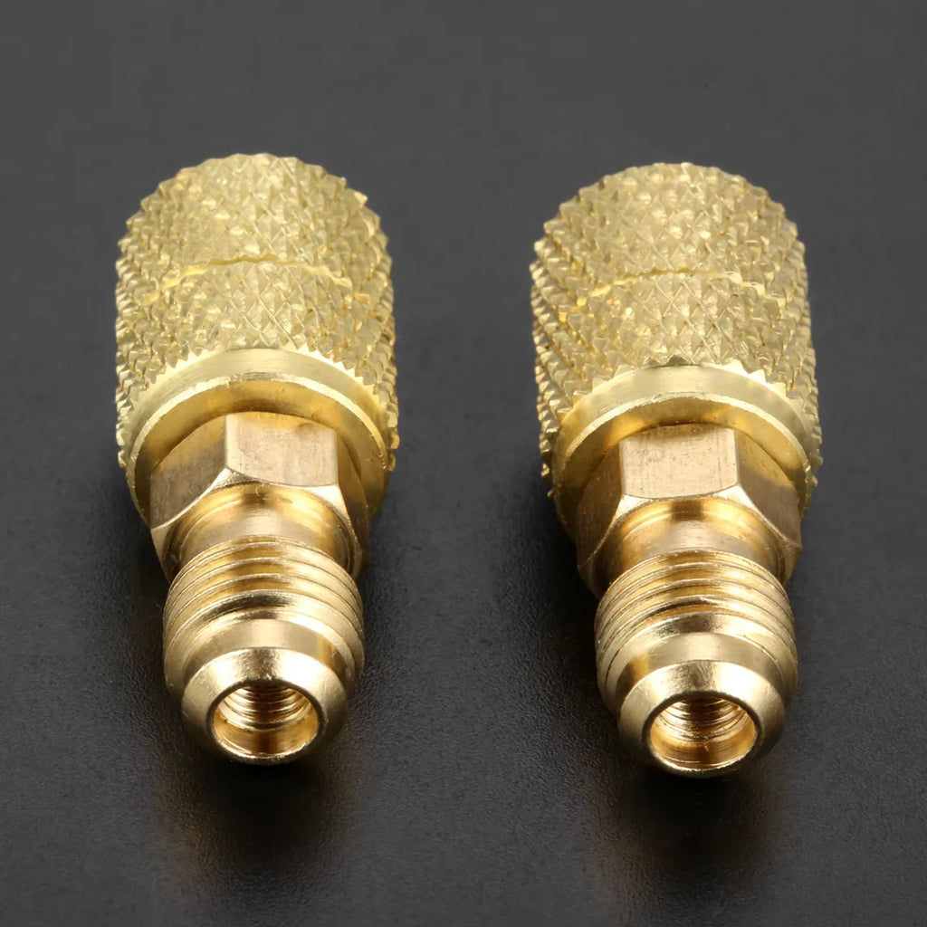 2Pcs Brass Swivel Adapter Mini Split HVAC System 1/4 Male SAE to 5/16 Female Connector for R410A Air Conditioner Refrigeration