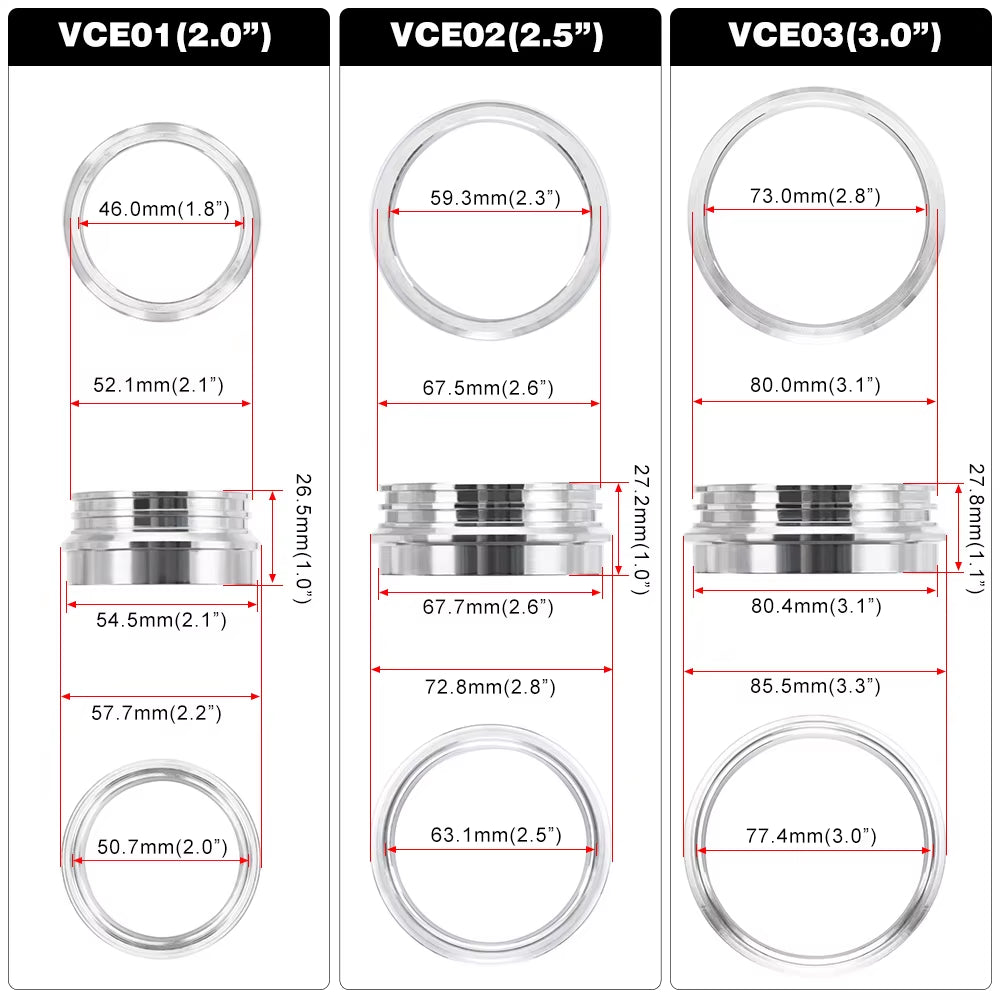 Free Shipping Exhaust V-Band Clamp W Flange System Assembly Anodized Clamp for 2"/2.5"/3"/3.5"/4" OD Turbo Intake Piping
